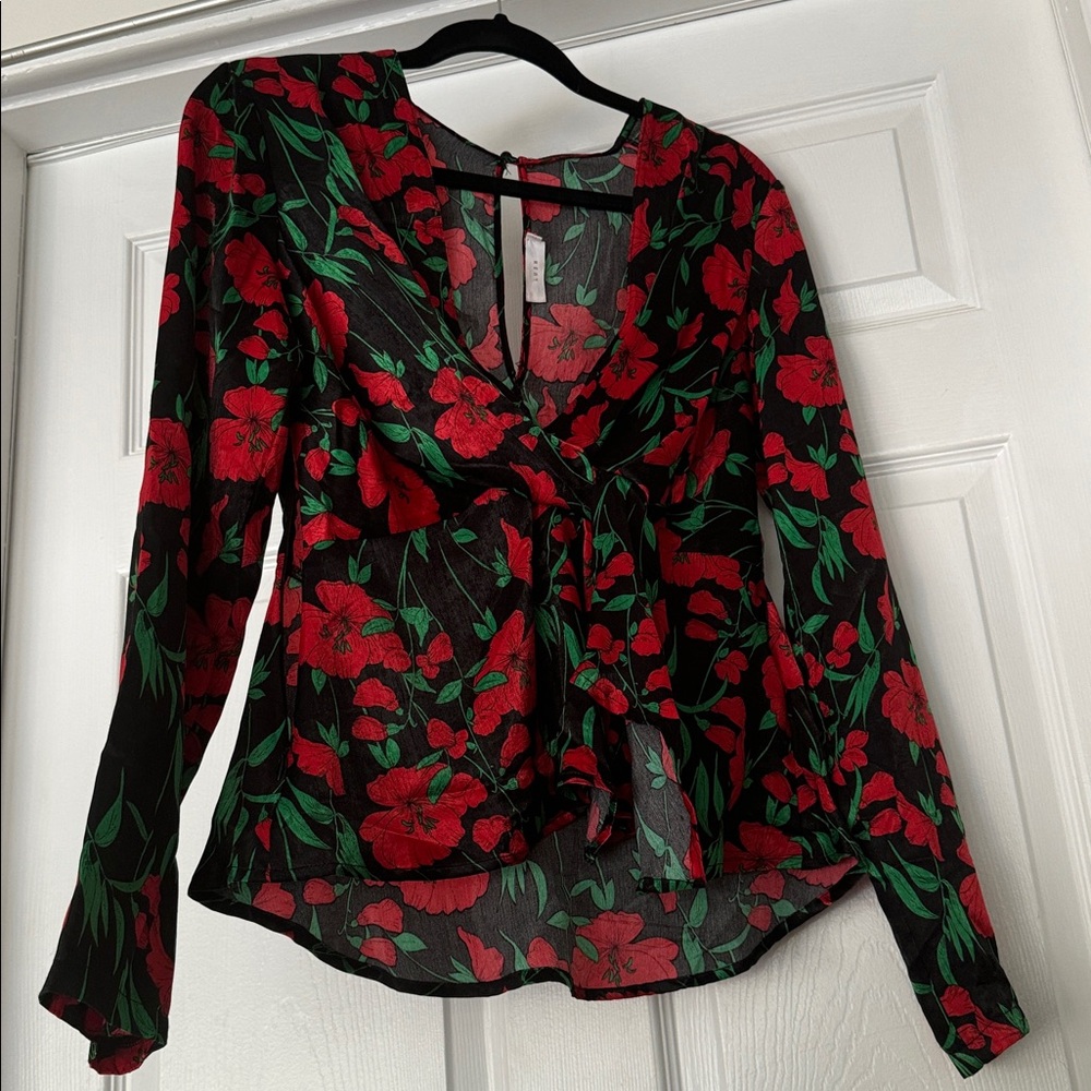 Floral Wrap Blouse